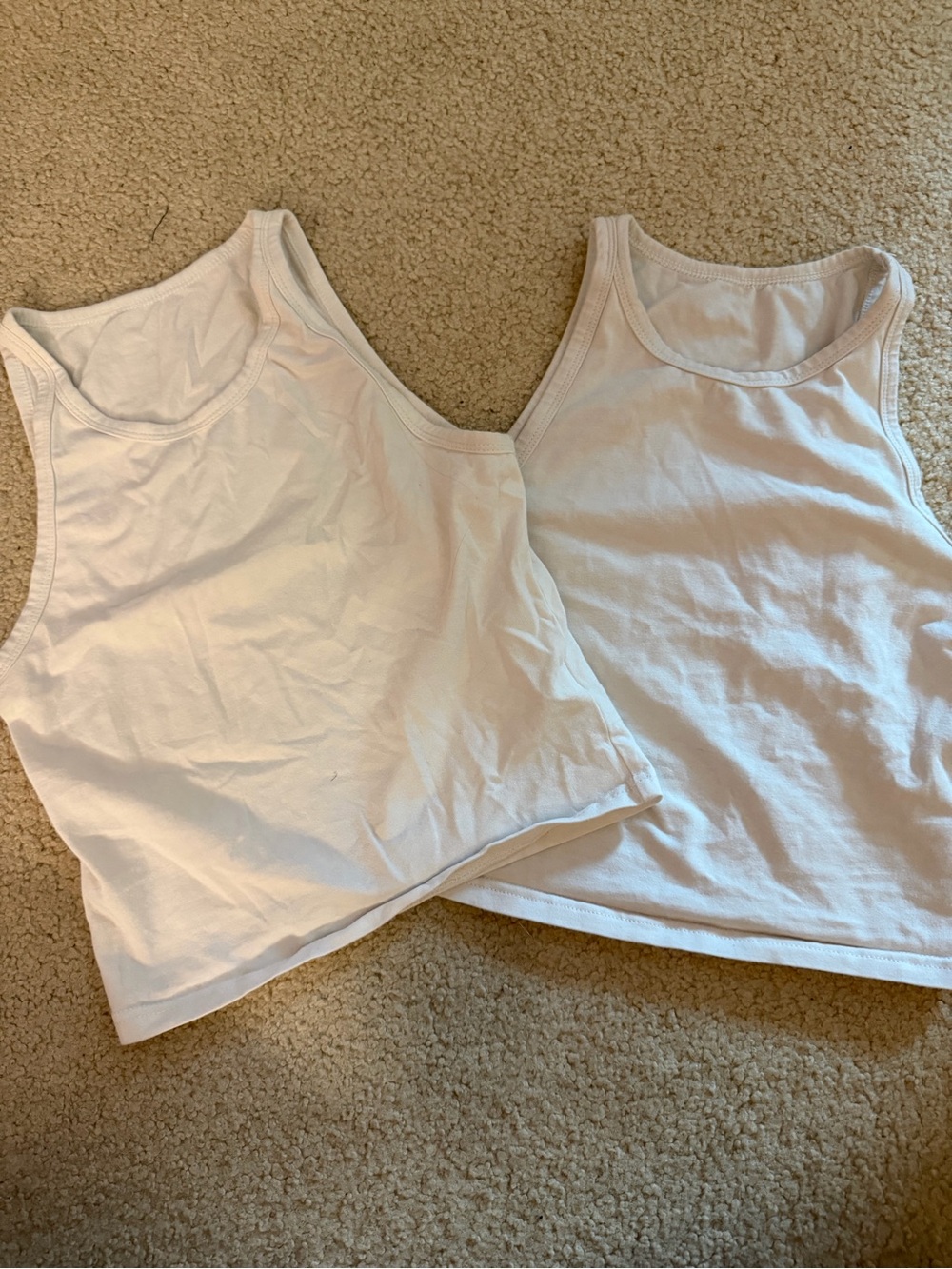 White Cotton Blend Cropped Tank Tops Bundle 2 Medium Stretch Basics